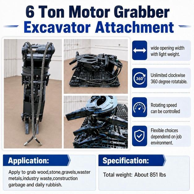 2026 HEAVY DUTY 6 TON 360 DEGREES MOTOR ROTATING HYDRAULIC GRAPPLE — Фото 10 из 10
