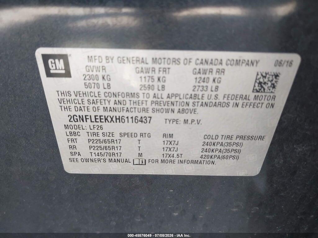 2GNFLEEKXH6116437 2017 CHEVROLET EQUINOX photo no. 9