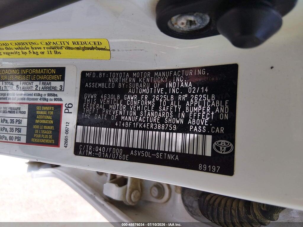 4T4BF1FK4ER388759 2014 TOYOTA CAMRY photo no. 9