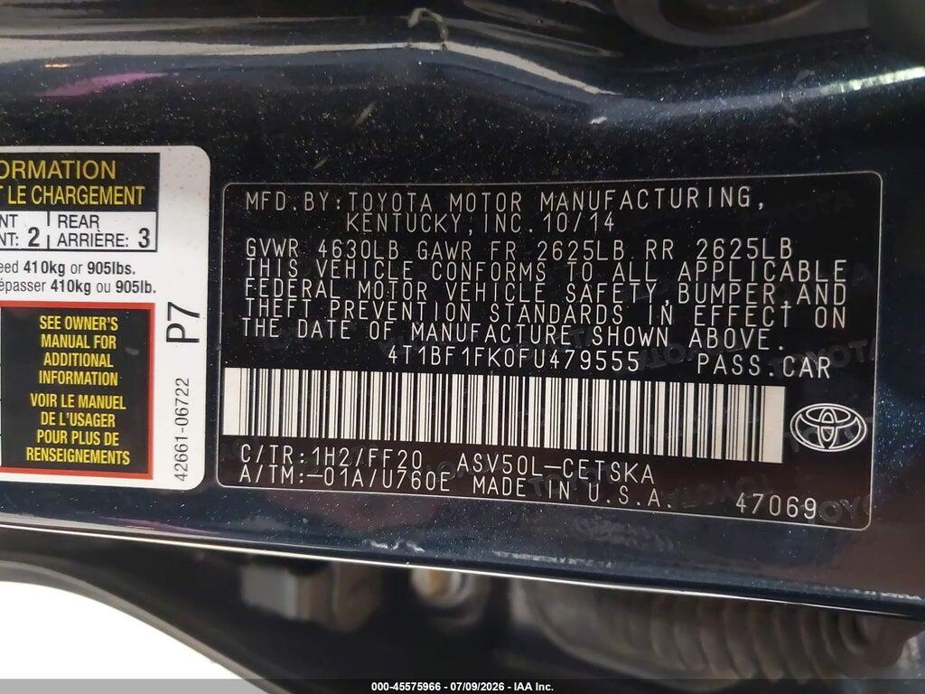 4T1BF1FK0FU479555 2015 TOYOTA CAMRY photo no. 9