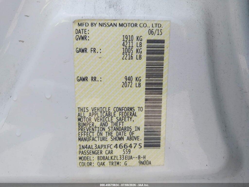 1N4AL3APXFC466475 2015 NISSAN ALTIMA photo no. 9