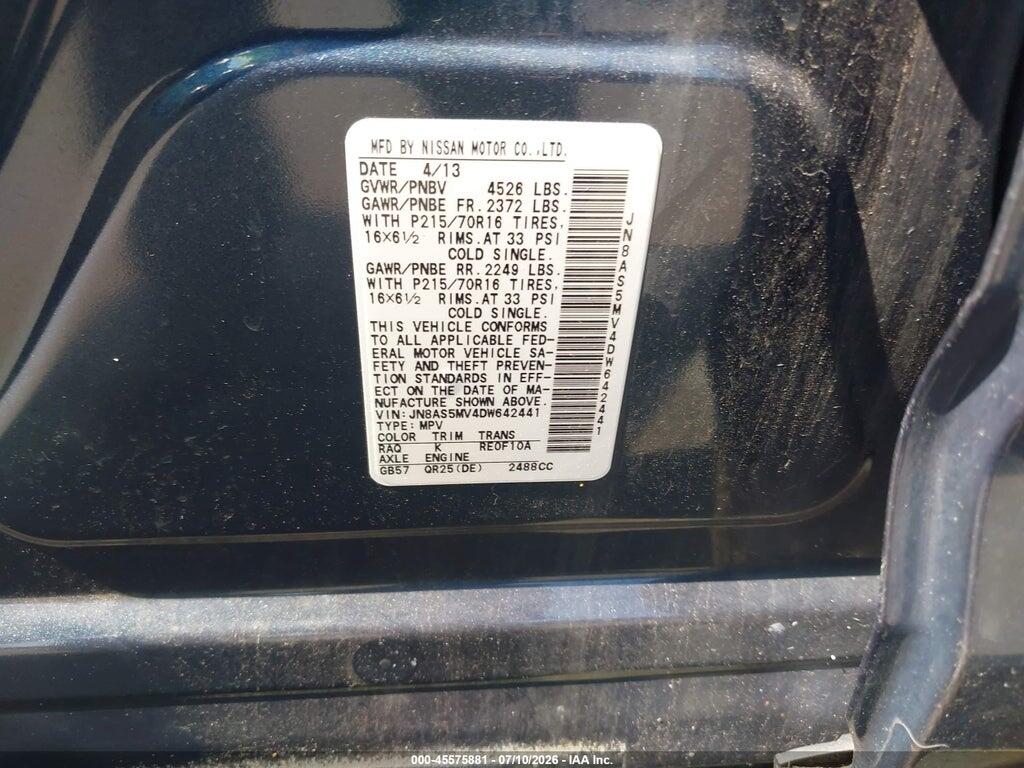 JN8AS5MV4DW642441 2013 NISSAN ROGUE photo no. 9
