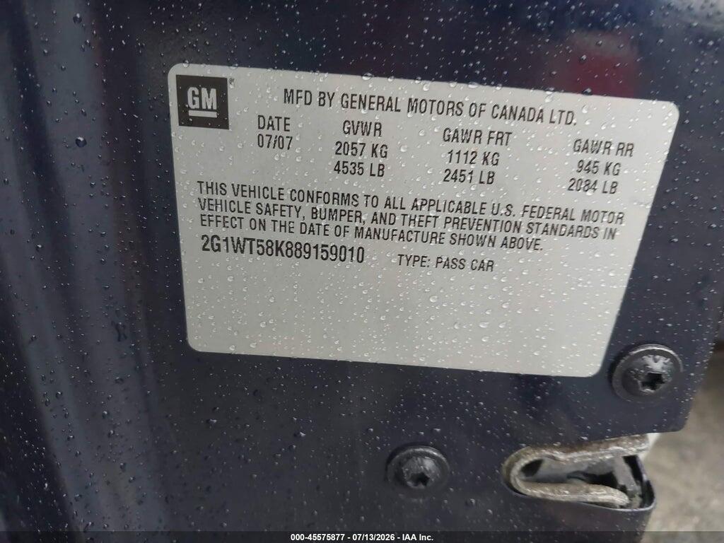 2G1WT58K889159010 2008 CHEVROLET IMPALA photo no. 9