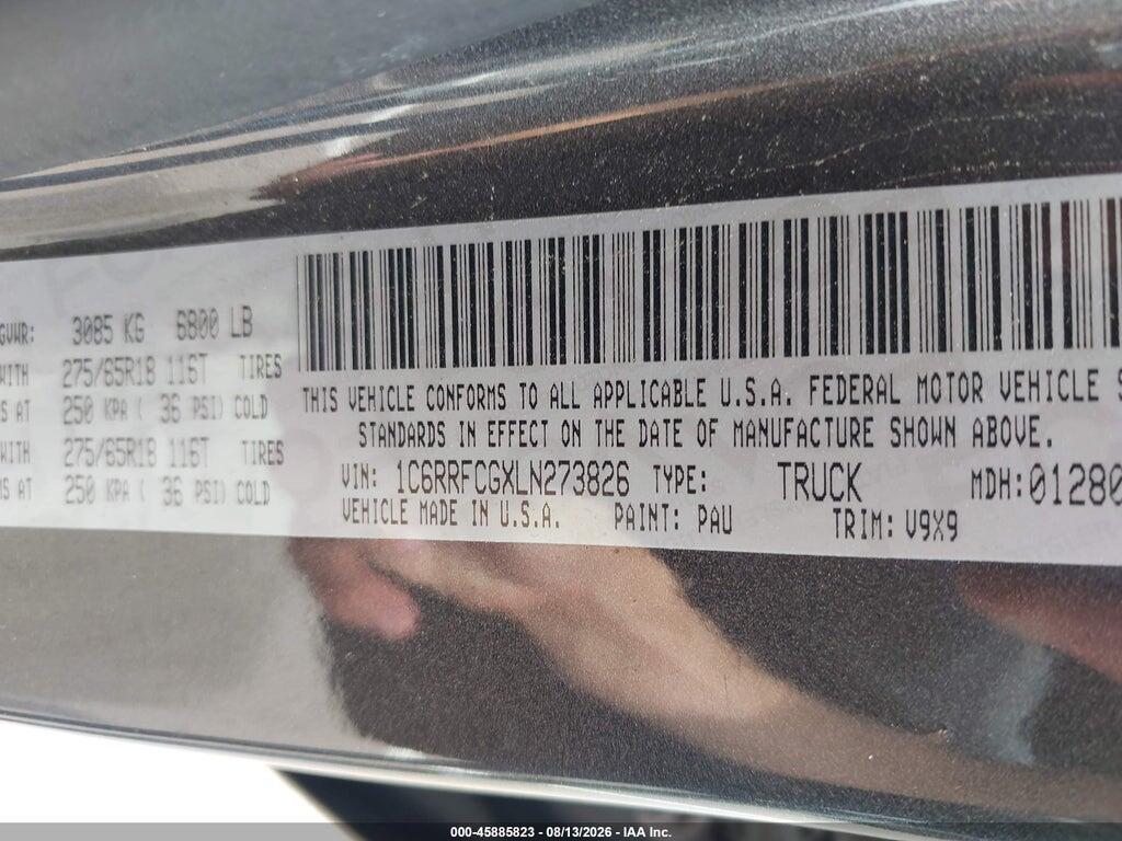 1C6RRFCGXLN273826 2020 RAM 1500 photo no. 9