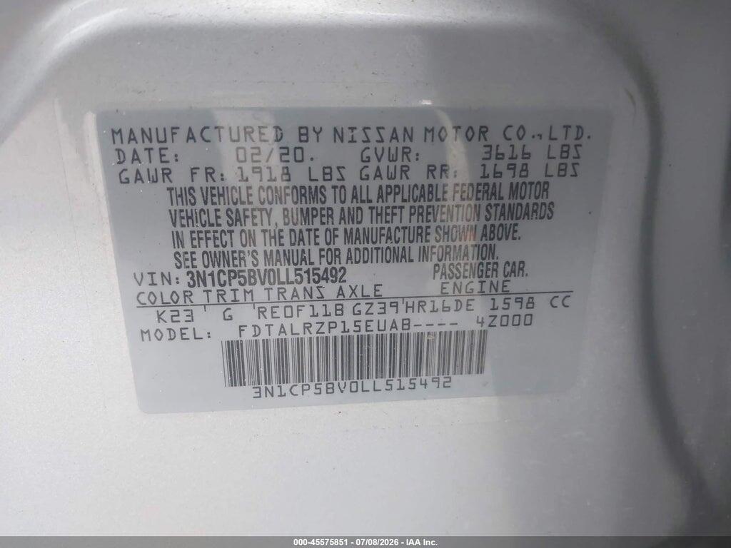 3N1CP5BV0LL515492 2020 NISSAN KICKS photo no. 9