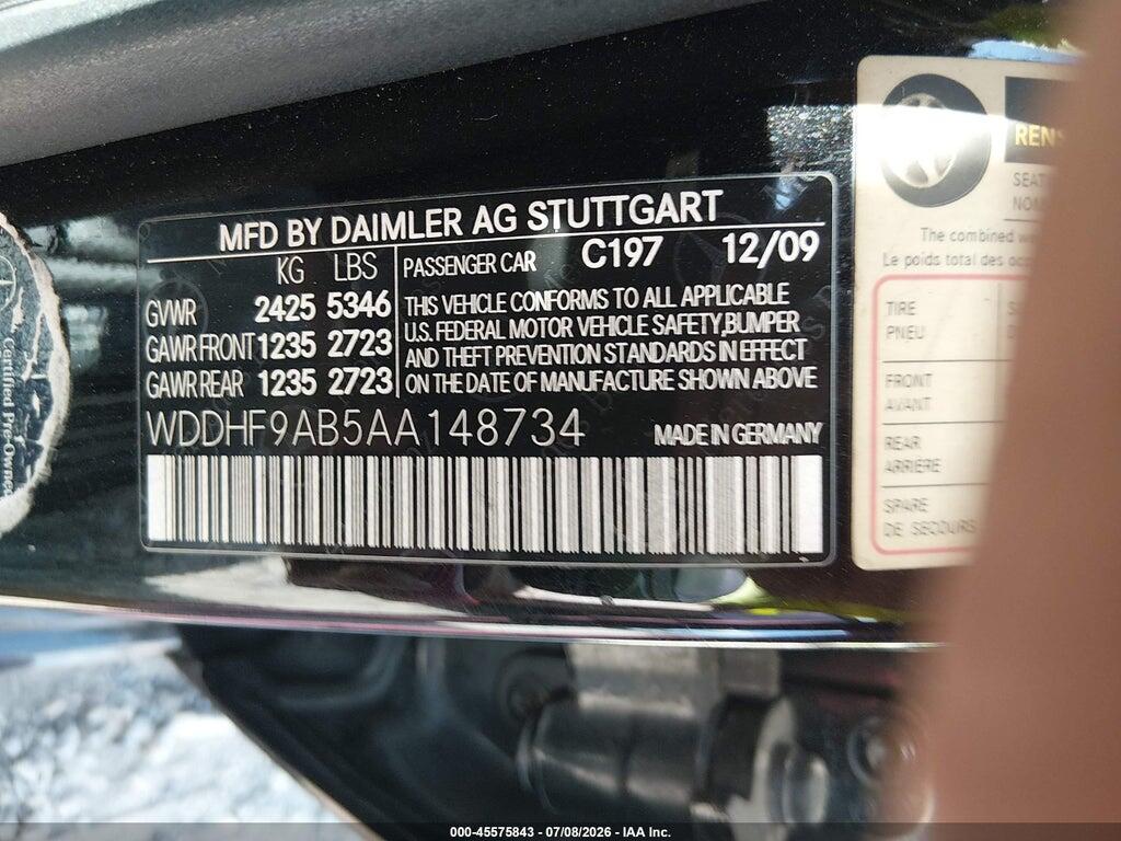 WDDHF9AB5AA148734 2010 MERCEDES-BENZ E 550 photo no. 9