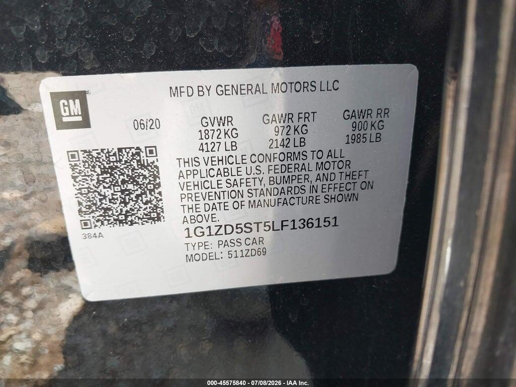 1G1ZD5ST5LF136151 2020 CHEVROLET MALIBU photo no. 9