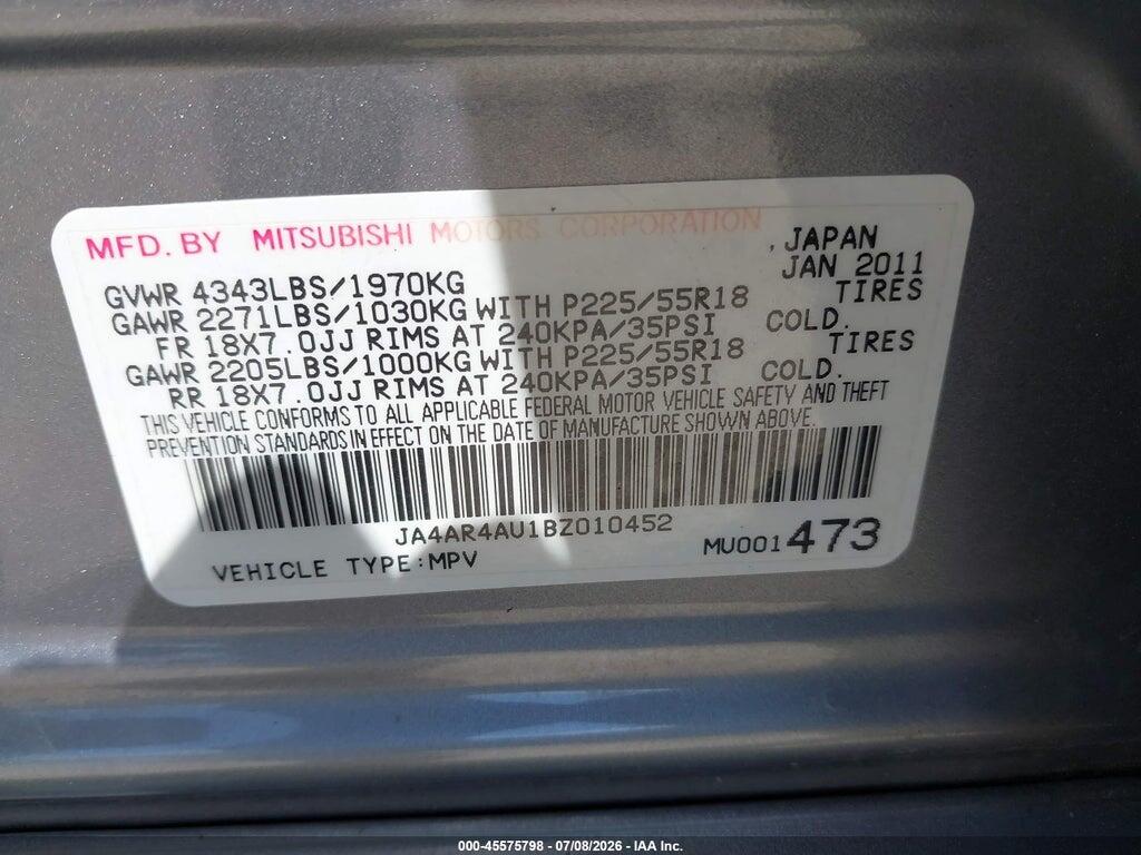 JA4AR4AU1BZ010452 2011 MITSUBISHI OUTLANDER SPORT photo no. 9
