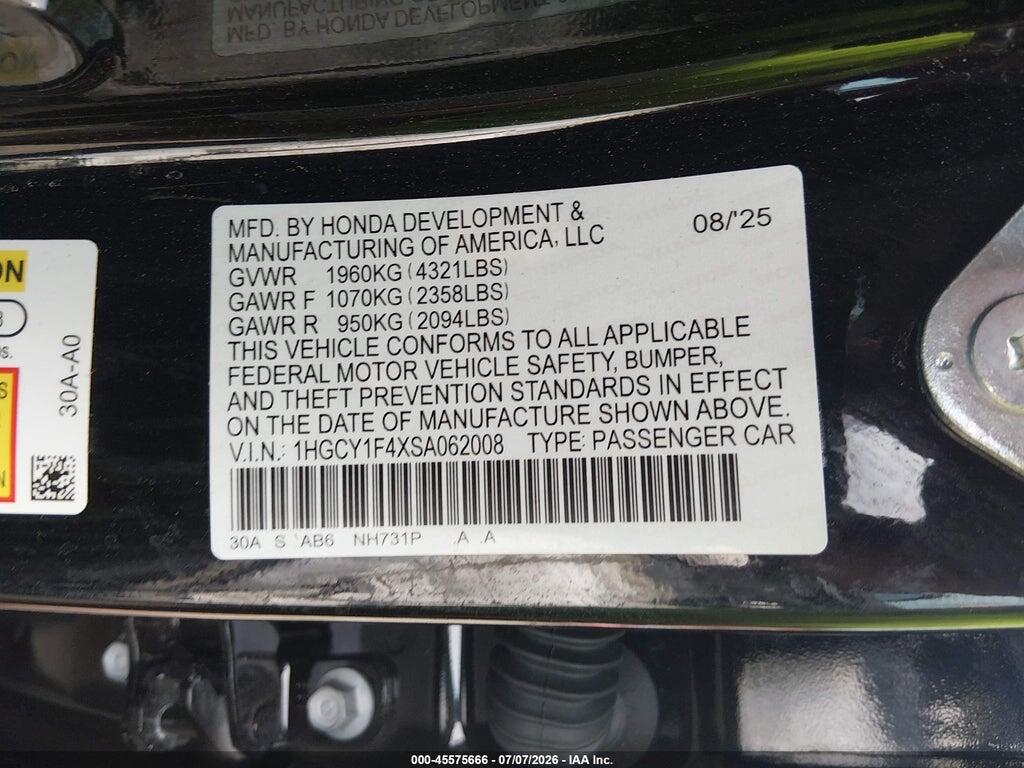 1HGCY1F4XSA062008 2025 HONDA ACCORD photo no. 9