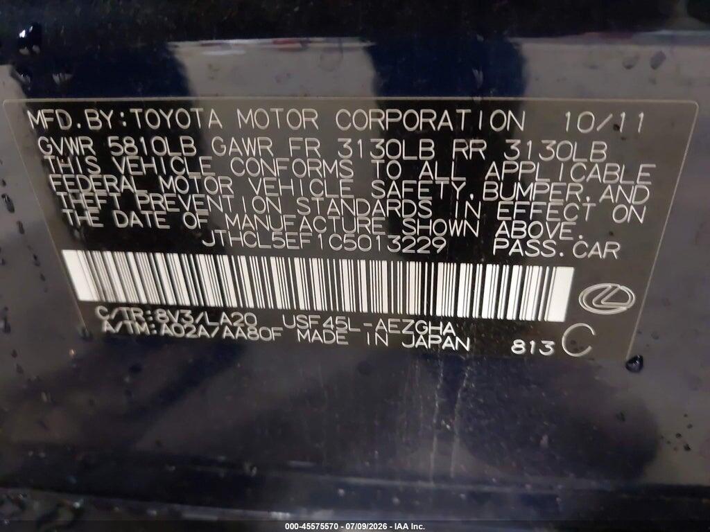 JTHCL5EF1C5013229 2012 LEXUS LS 460 photo no. 9