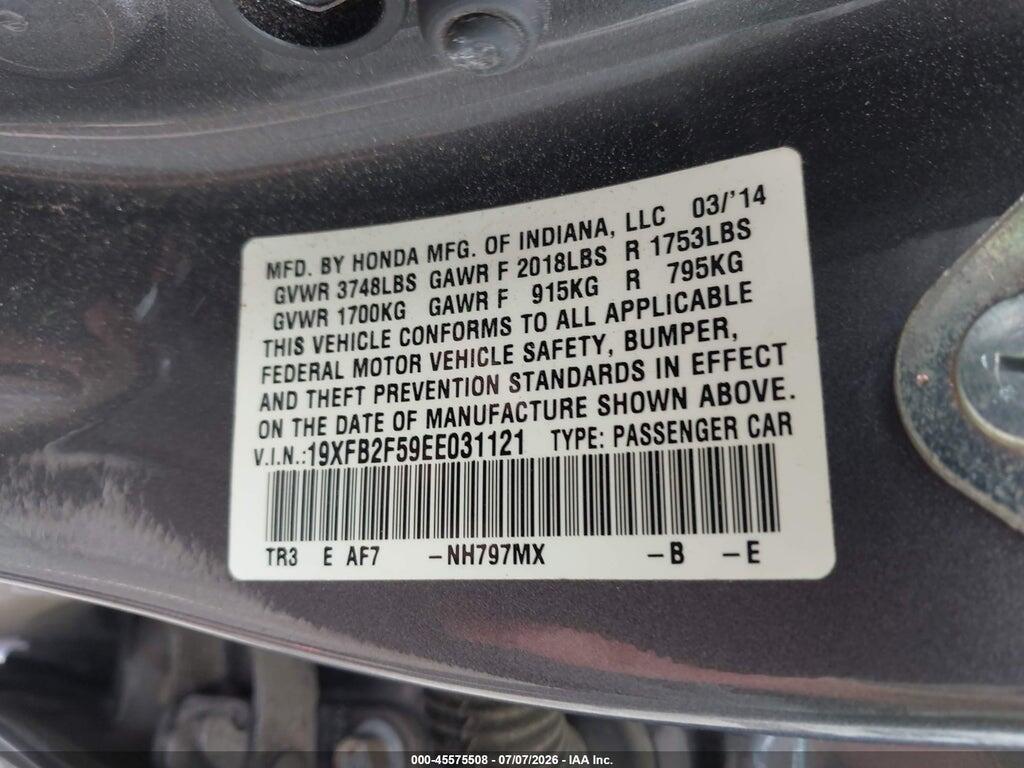 19XFB2F59EE031121 2014 HONDA CIVIC photo no. 9
