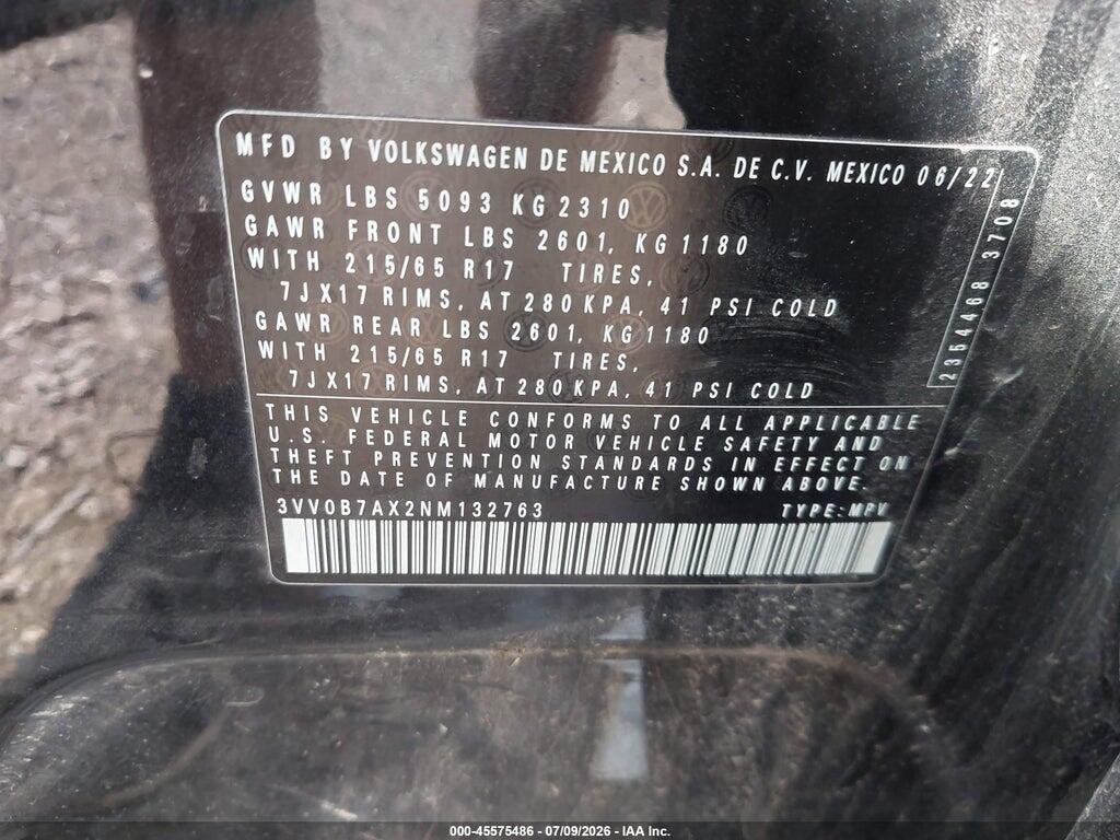 3VV0B7AX2NM132763 2022 VOLKSWAGEN TIGUAN photo no. 9