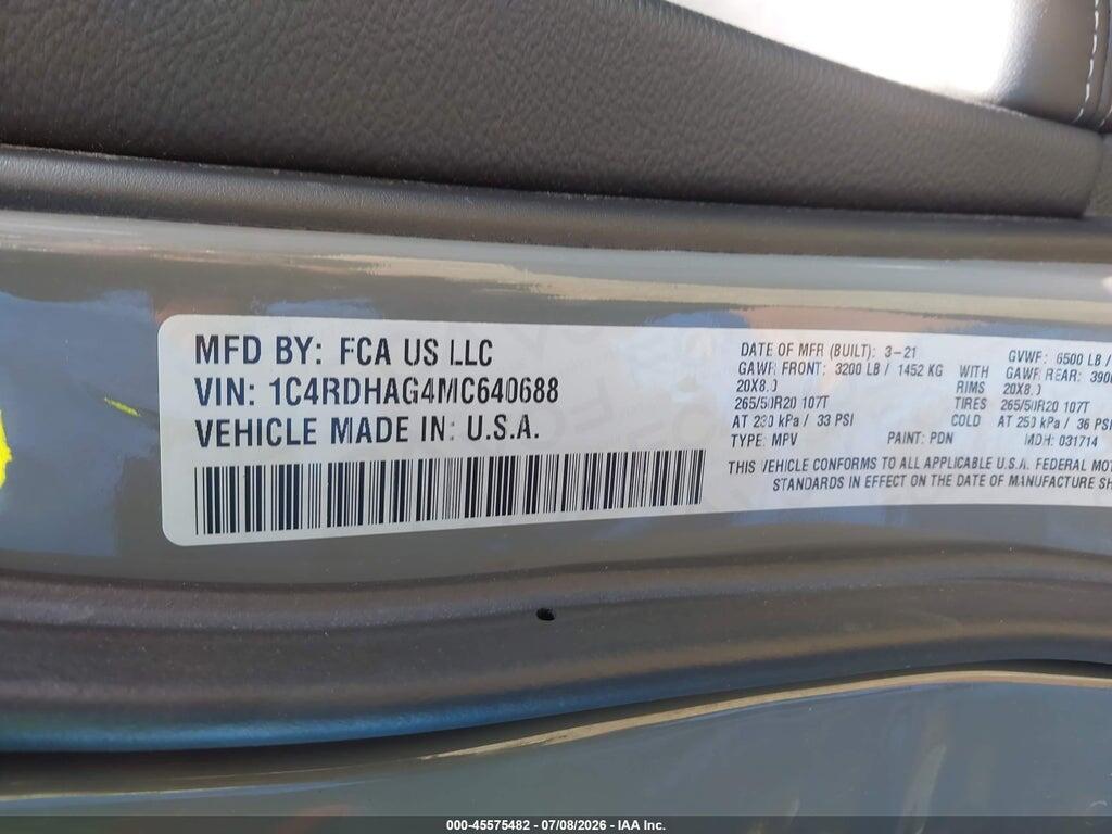 1C4RDHAG4MC640688 2021 DODGE DURANGO photo no. 9