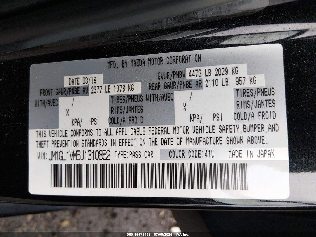 JM1GL1VM6J1310852 2018 MAZDA MAZDA6 photo no. 9