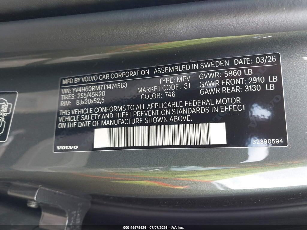 YV4H60RM7T1474563 2026 VOLVO XC60 PLUG-IN HYBRID photo no. 9