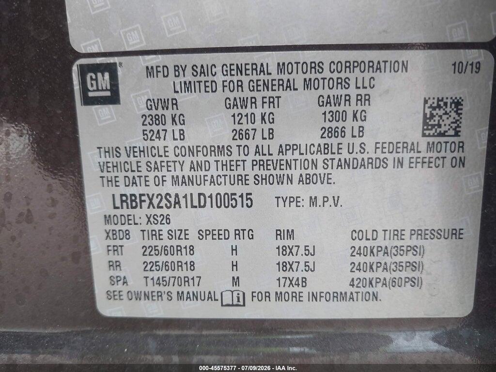 LRBFX2SA1LD100515 2020 BUICK ENVISION photo no. 9