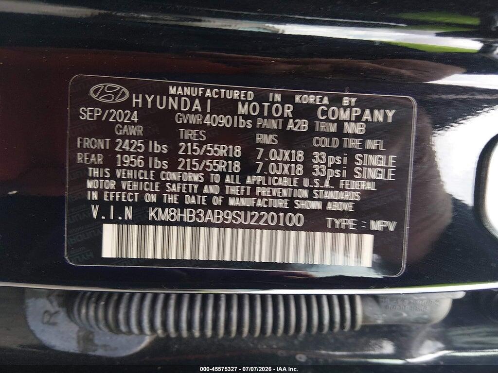 KM8HB3AB9SU220100 2025 HYUNDAI KONA photo no. 9