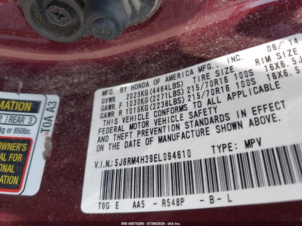 5J6RM4H39EL094610 2014 HONDA CR-V photo no. 9
