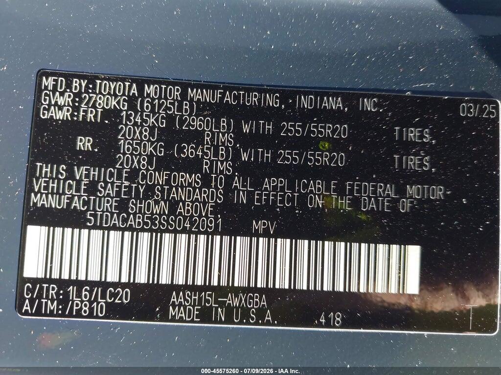 5TDACAB53SS042091 2025 TOYOTA GRAND HIGHLANDER photo no. 9