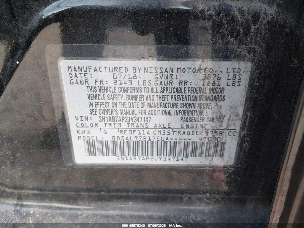 3N1AB7AP2JY347147 2018 NISSAN SENTRA photo no. 9