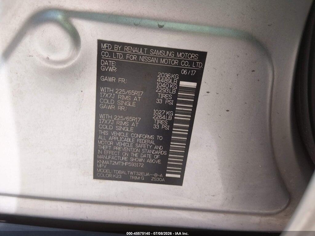 KNMAT2MT1HP593172 2017 NISSAN ROGUE photo no. 9