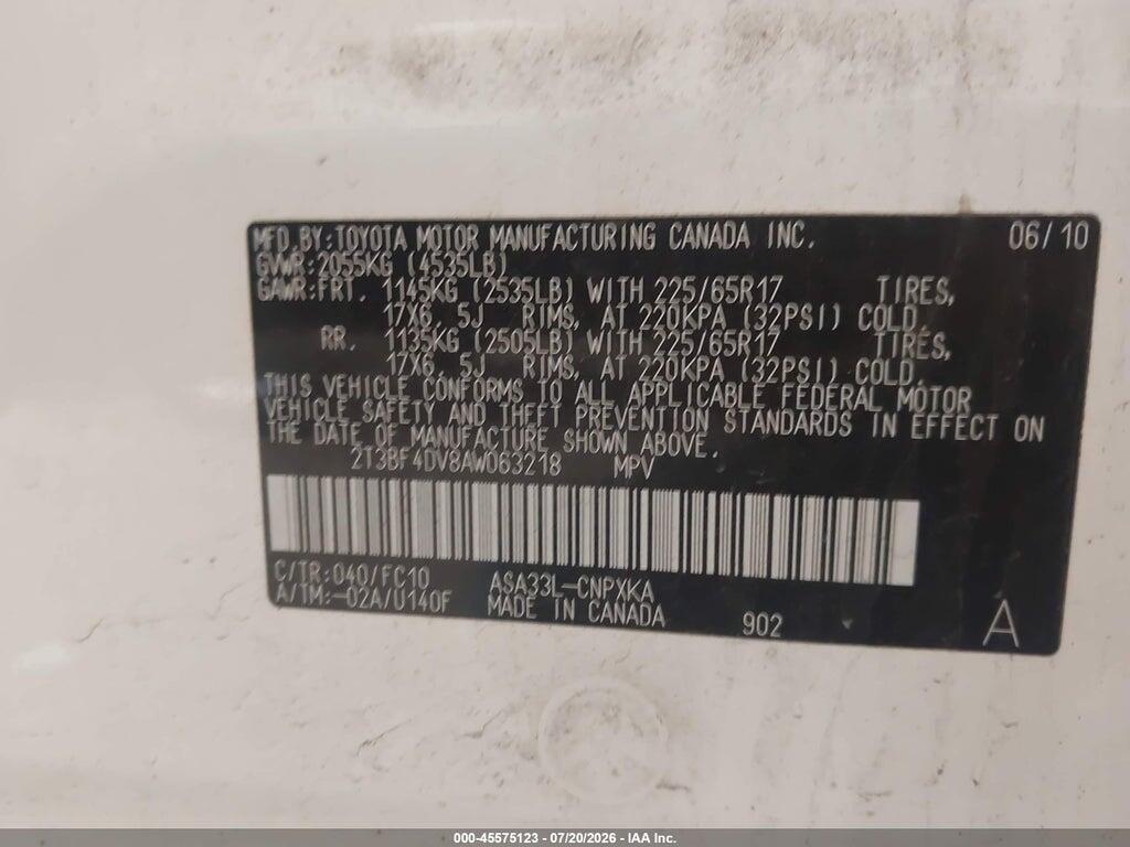 2T3BF4DV8AW063218 2010 TOYOTA RAV4 photo no. 9