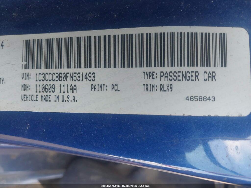 1C3CCCBB0FN531493 2015 CHRYSLER 200 photo no. 9