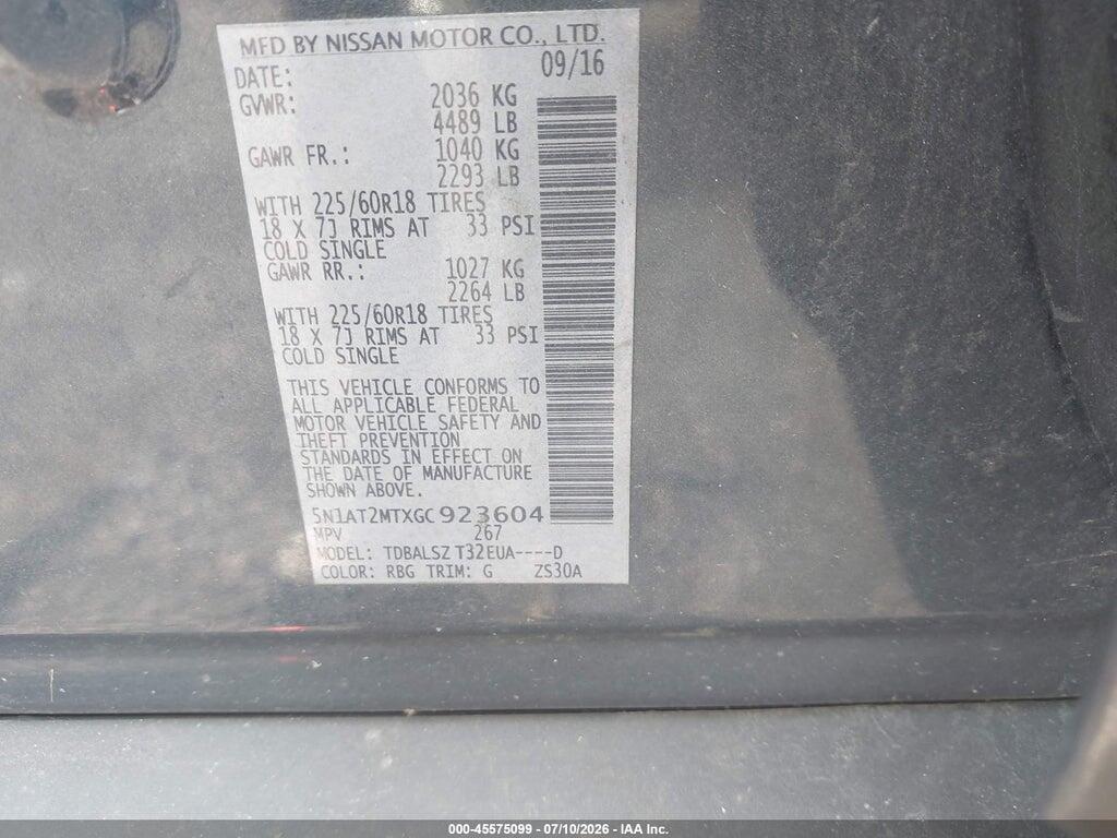 5N1AT2MTXGC923604 2016 NISSAN ROGUE photo no. 9