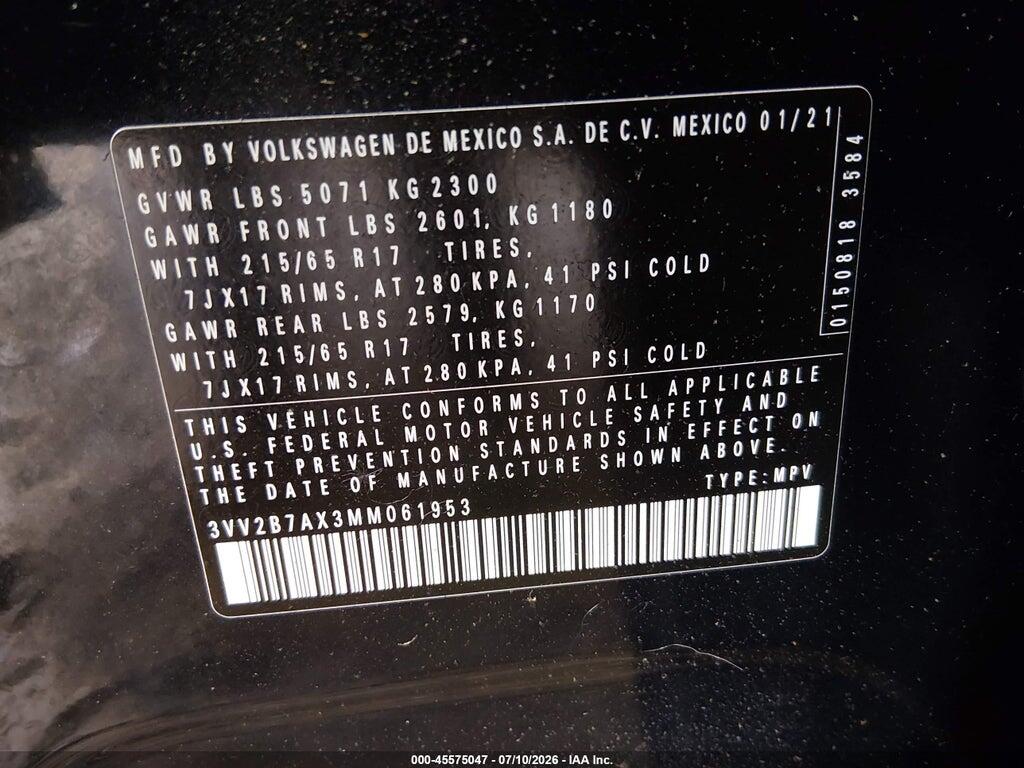 3VV2B7AX3MM061953 2021 VOLKSWAGEN TIGUAN photo no. 9
