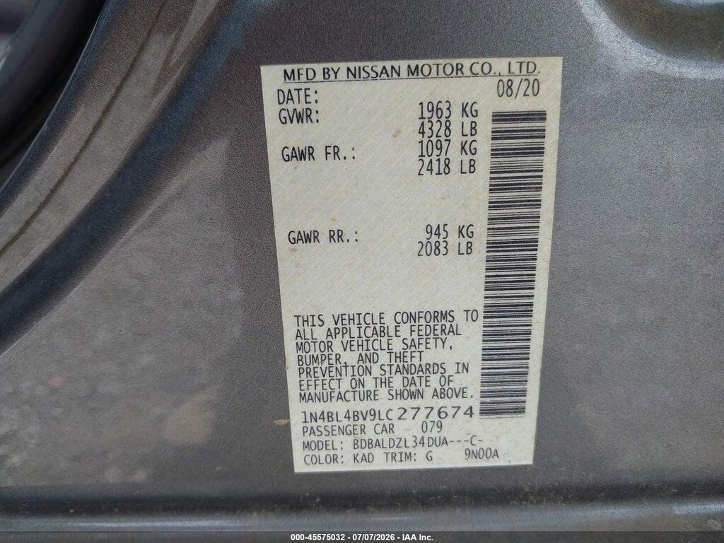1N4BL4BV9LC277674 2020 NISSAN ALTIMA photo no. 9