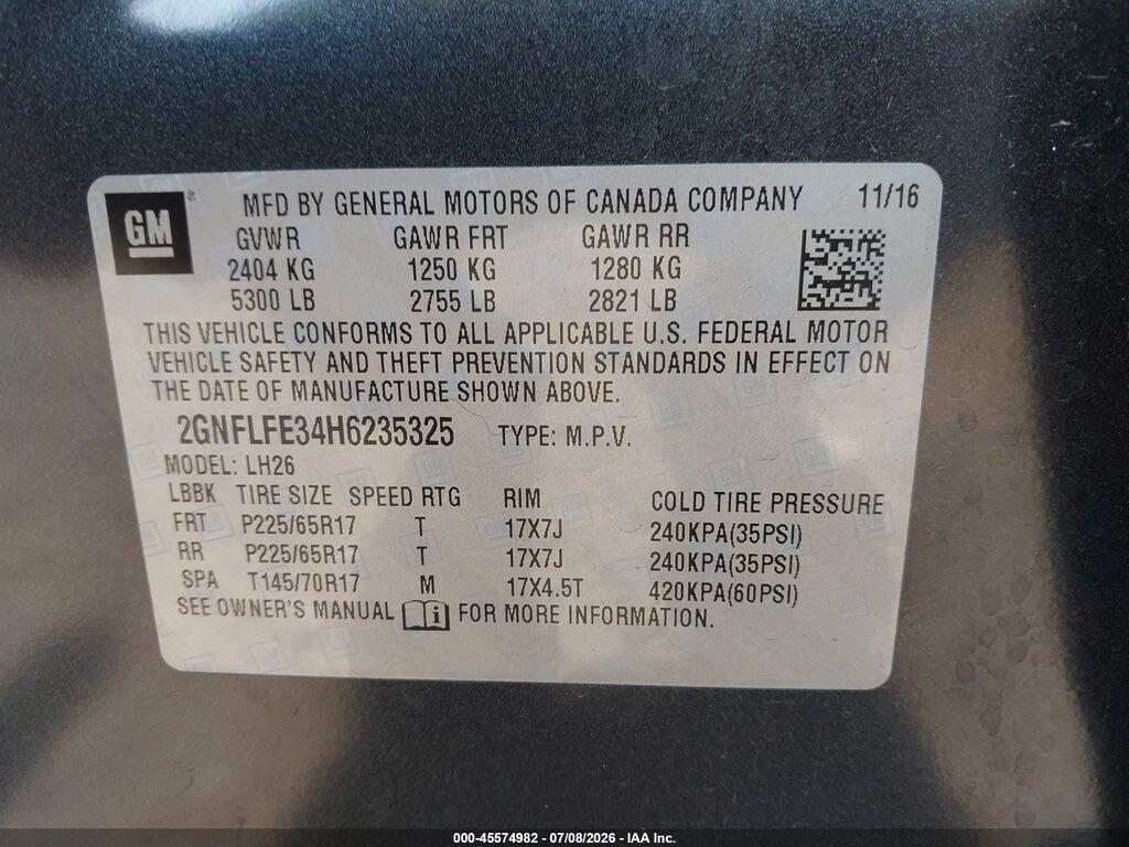 2GNFLFE34H6235325 2017 CHEVROLET EQUINOX photo no. 9