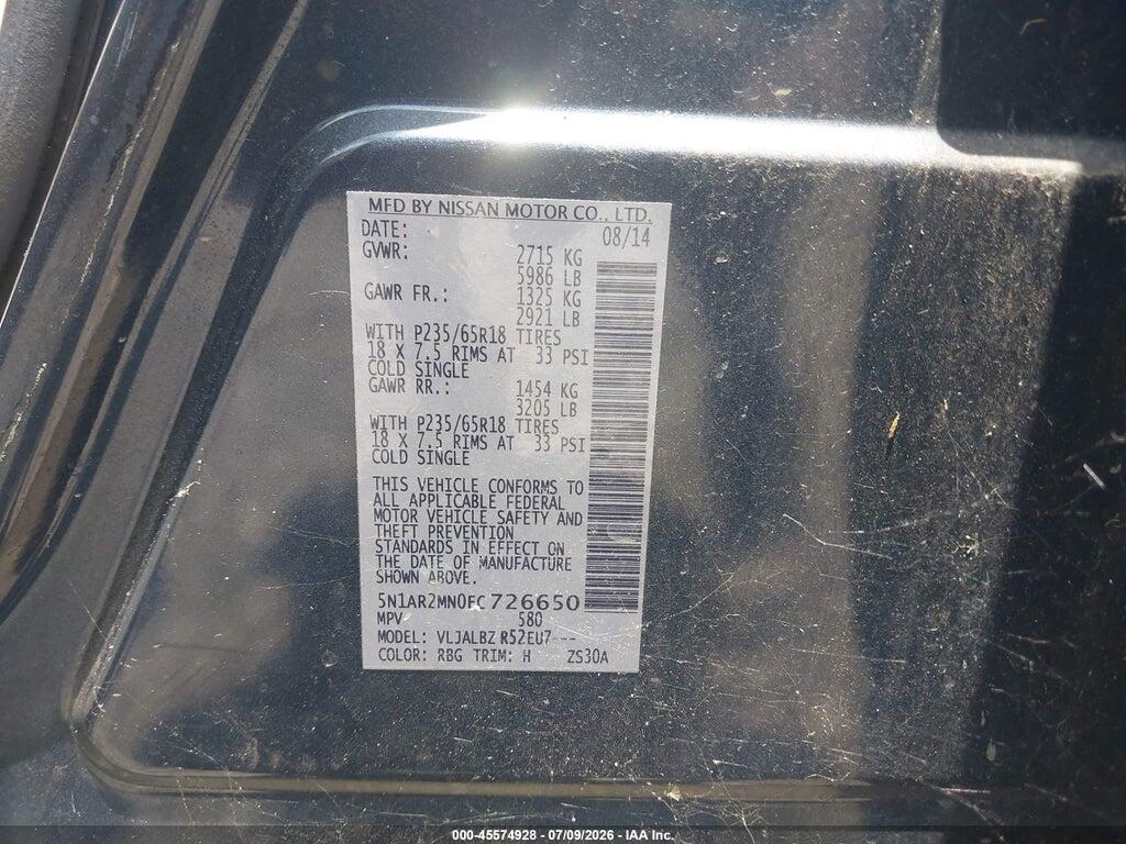 5N1AR2MN0EC726650 2014 NISSAN PATHFINDER photo no. 9