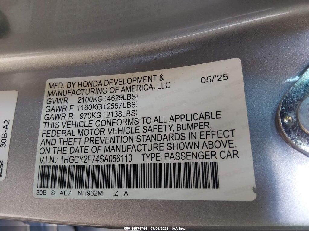 1HGCY2F74SA056110 2025 HONDA ACCORD HYBRID photo no. 9