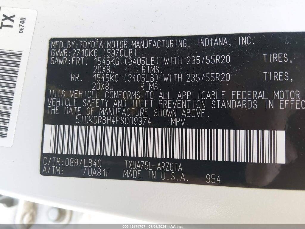 5TDKDRBH4PS009974 2023 TOYOTA HIGHLANDER photo no. 9