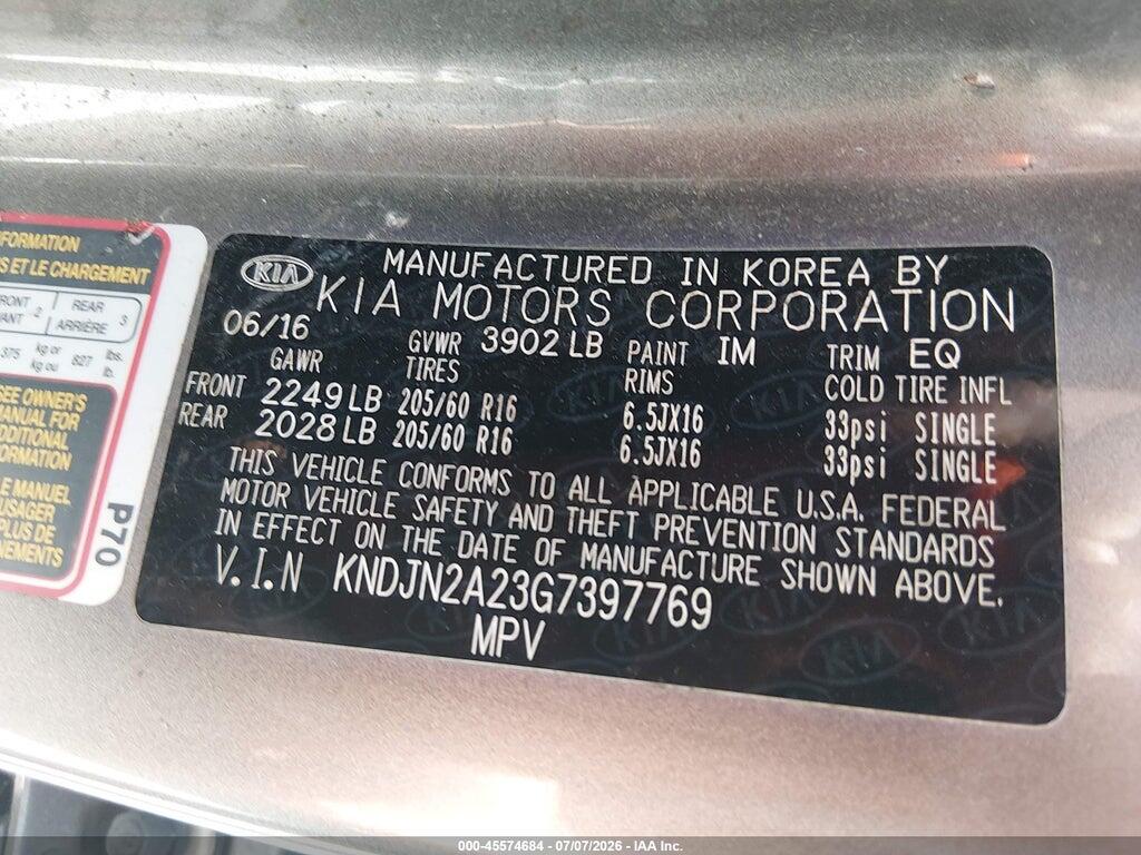 KNDJN2A23G7397769 2016 KIA SOUL photo no. 9
