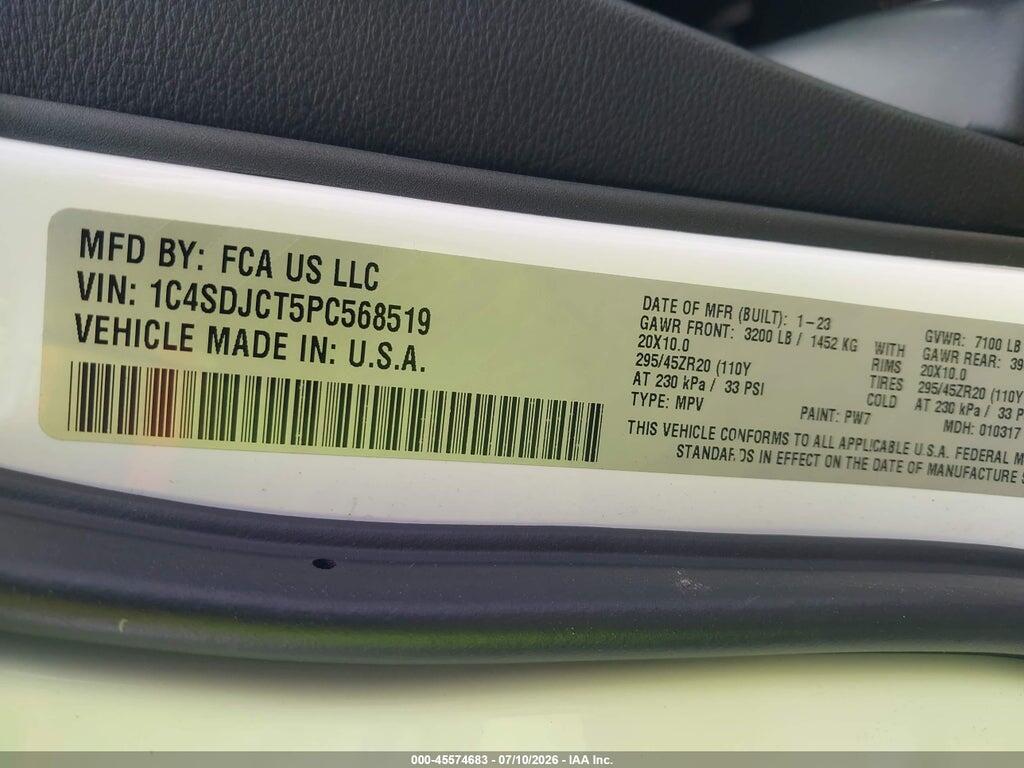 1C4SDJCT5PC568519 2023 DODGE DURANGO photo no. 9