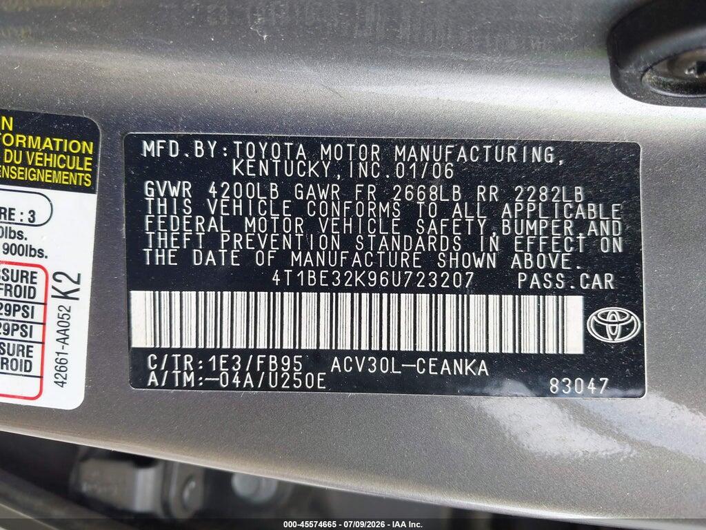 4T1BE32K96U723207 2006 TOYOTA CAMRY photo no. 9