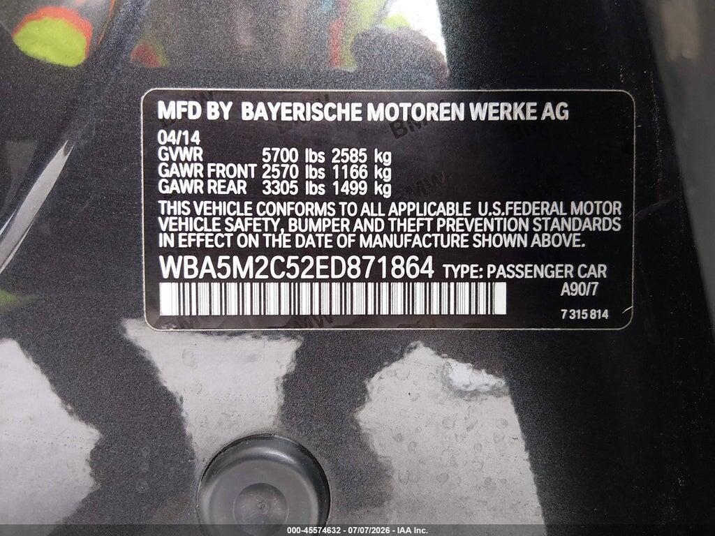 WBA5M2C52ED871864 2014 BMW 535I GRAN TURISMO photo no. 9