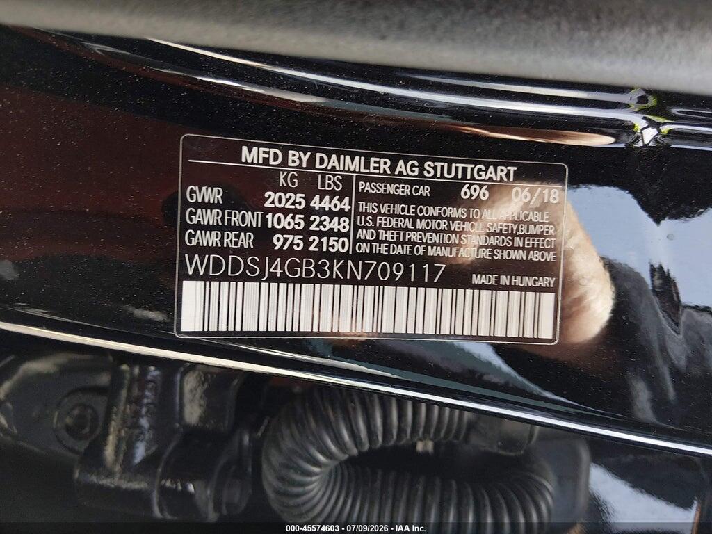 WDDSJ4GB3KN709117 2019 MERCEDES-BENZ CLA 250 photo no. 9