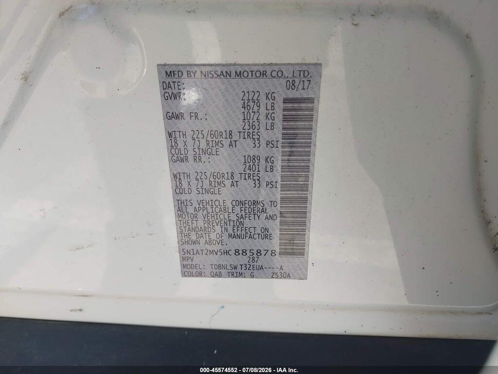 5N1AT2MV5HC885878 2017 NISSAN ROGUE photo no. 9