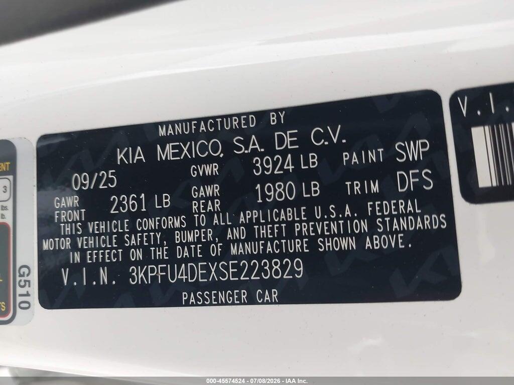 3KPFU4DEXSE223829 2025 KIA K4 photo no. 9