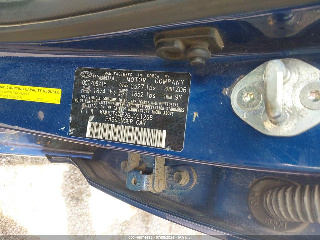 KMHCT4AE2GU031268 2016 HYUNDAI ACCENT photo no. 9
