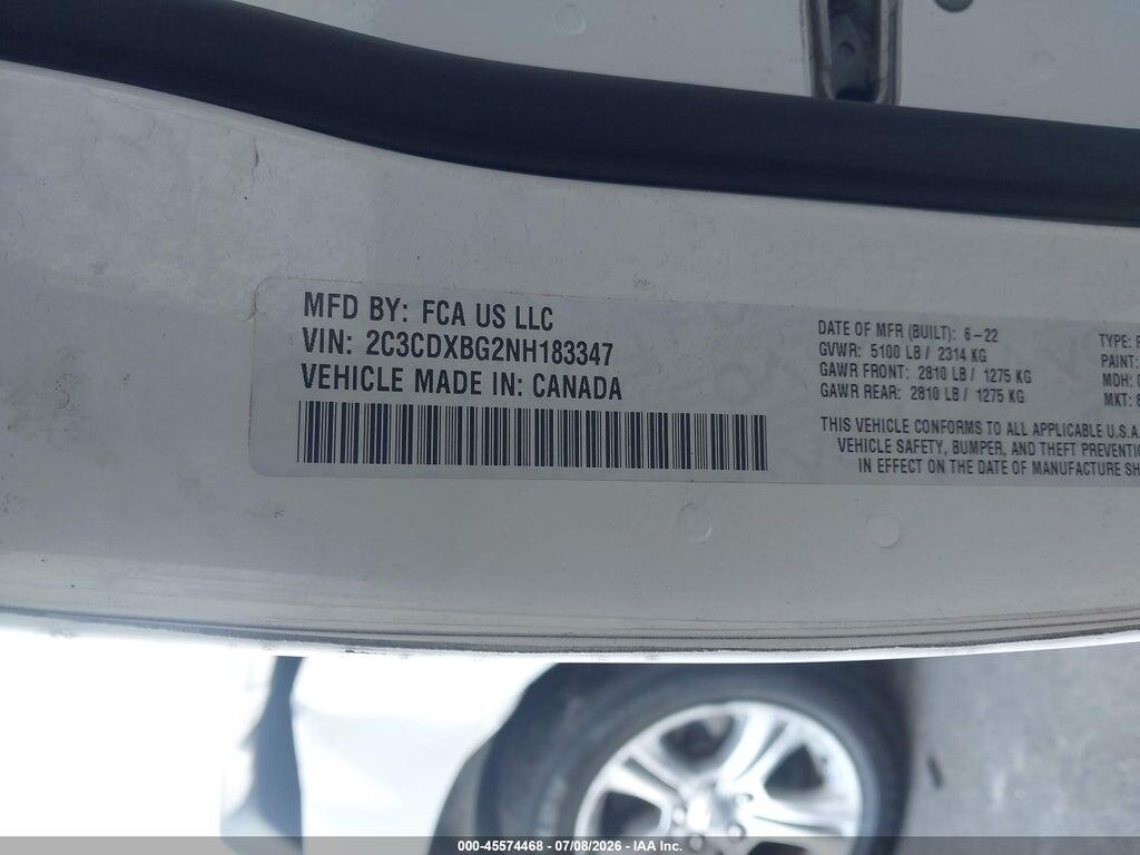 2C3CDXBG2NH183347 2022 DODGE CHARGER photo no. 9