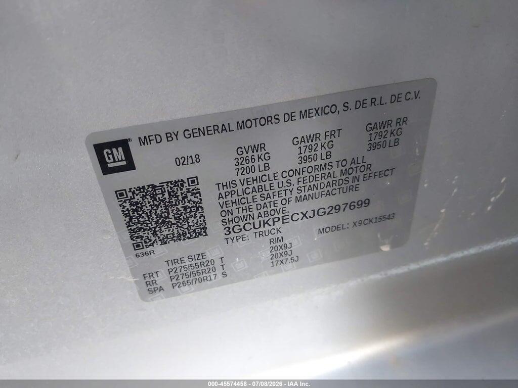 3GCUKPECXJG297699 2018 CHEVROLET SILVERADO 1500 photo no. 9