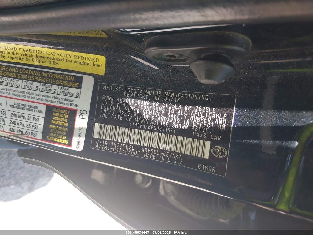 4T1BF1FK6GU611574 2016 TOYOTA CAMRY photo no. 9