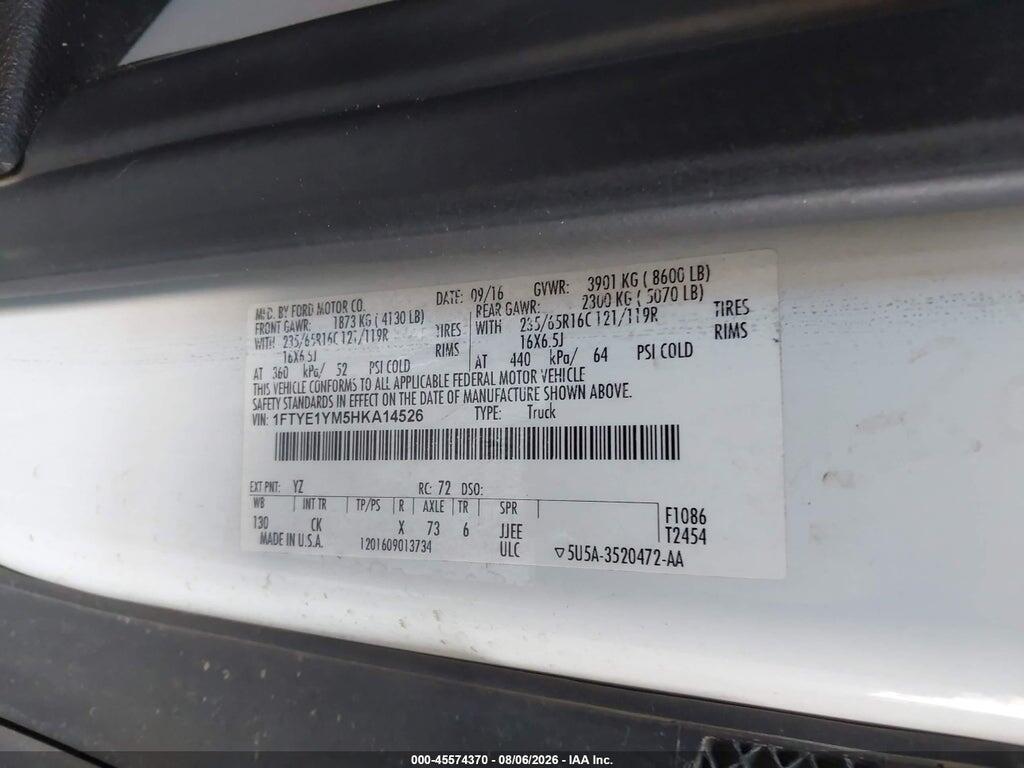 1FTYE1YM5HKA14526 2017 FORD TRANSIT-150 photo no. 9