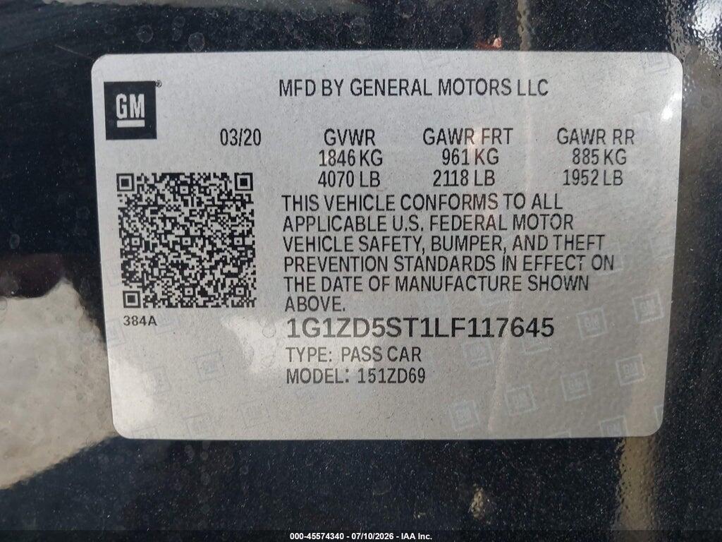 1G1ZD5ST1LF117645 2020 CHEVROLET MALIBU photo no. 9