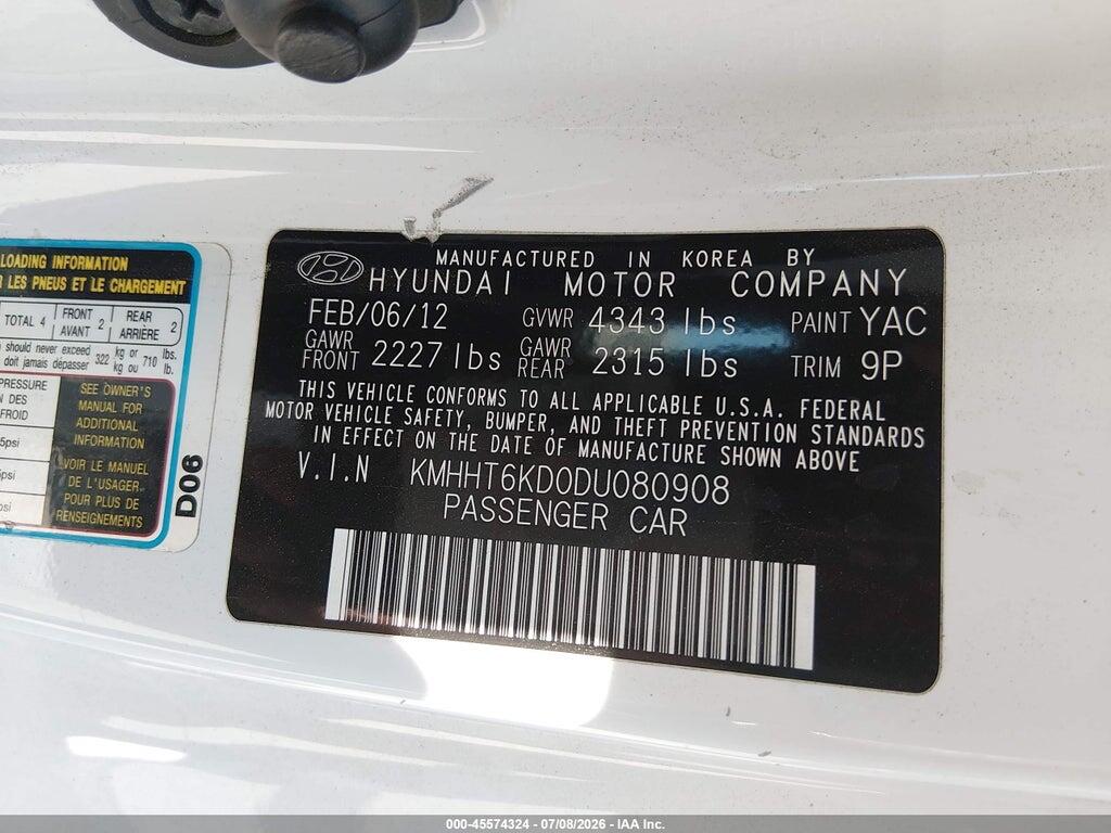 KMHHT6KD0DU080908 2013 HYUNDAI GENESIS photo no. 9
