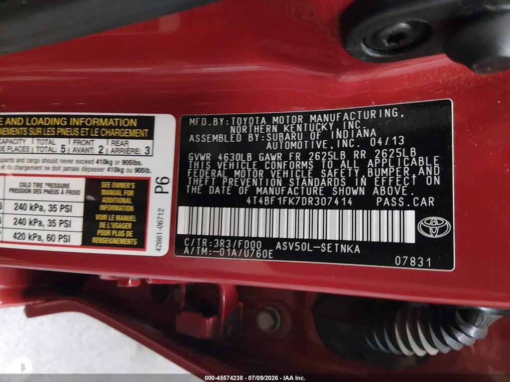4T4BF1FK7DR307414 2013 TOYOTA CAMRY photo no. 9