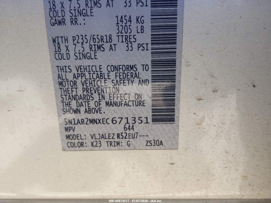 5N1AR2MNXEC671351 2014 NISSAN PATHFINDER photo no. 9
